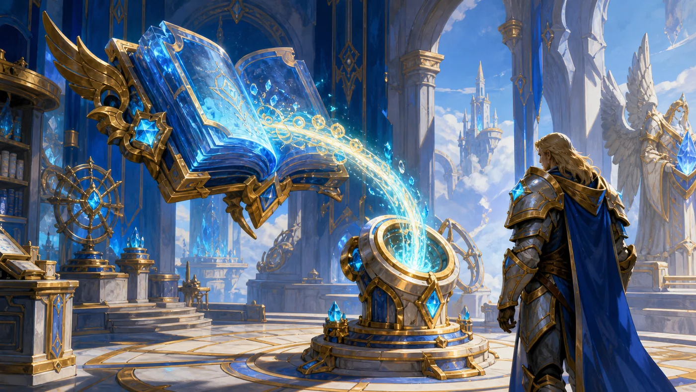 A magical celestial archive transferring the Eunoia client